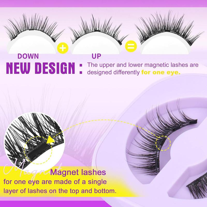 Magnetic Eyelashes with Applicator No Glue Needed Magnetic Lashes Natural Look Wispy False Eyelashes Reusable Cat Eye Lashes Kit Easy to Wear and Remove